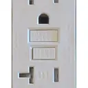 GFCI receptacle with test and reset buttons